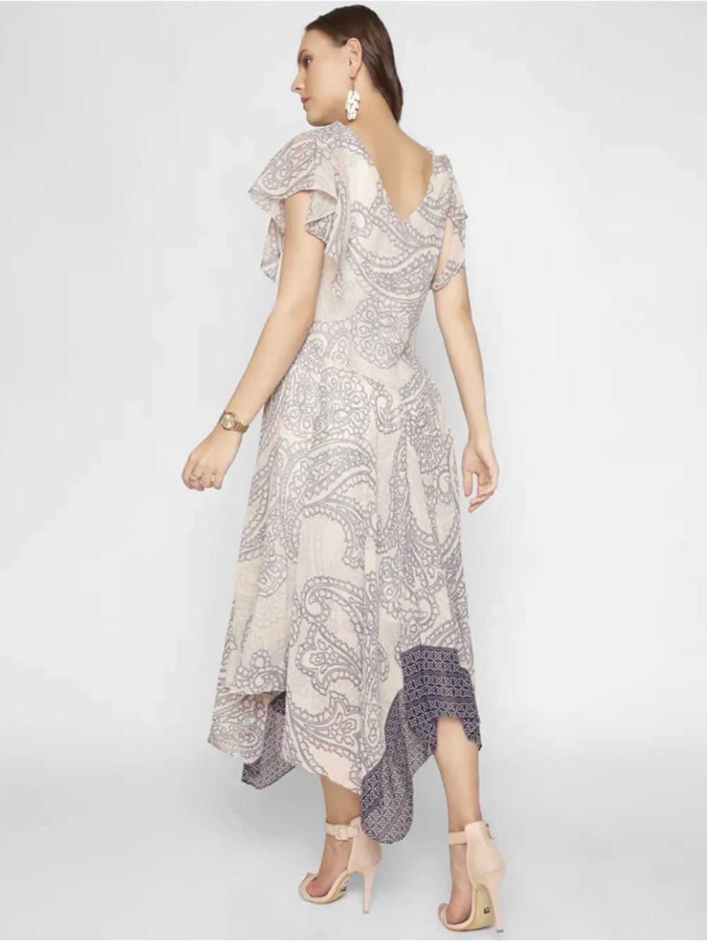 Signature by Robbie Bee Ivory and Lavender Paisley High-Low Dress